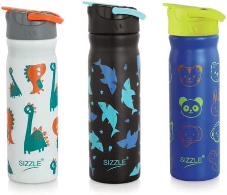 Sizzle Stainless Steel Water Bottle, 450ML, Set of 2, Silver : Amazon ...