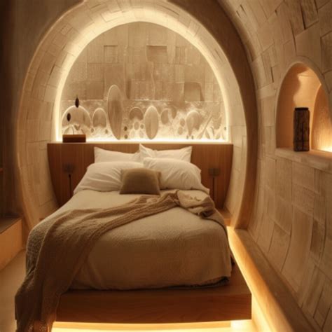Contemporary Beige Master Bedroom Design With Fluted Panelled Wall