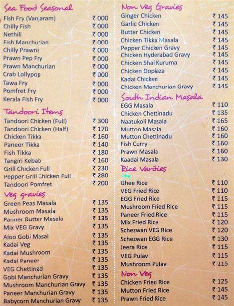 Menu at Bells Drive Inn & Restaurant, Coimbatore