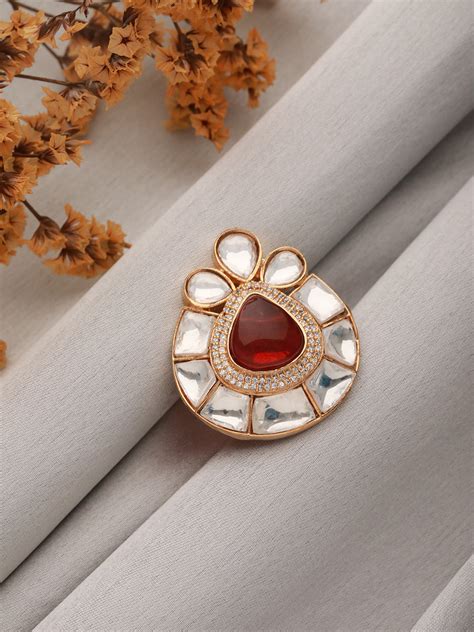 Gold Plated Beaded Red Ring Jewellery Regular Sale Price – Saraf RS ...