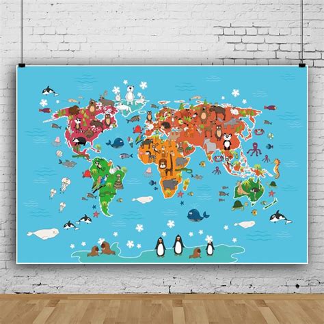 Eainb Cartoon World Map Photo Backdrop for Kids: India | Ubuy