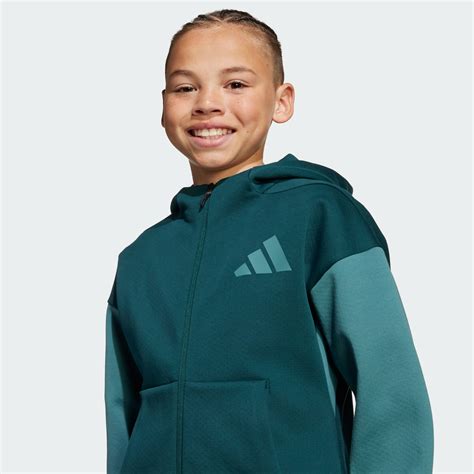 adidas Z.N.E. Full-Zip Colorblocked Hoodie Kids - Green | Free Shipping ...
