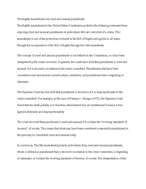 Criminal justice(The Eighth Amendment and cruel and unusual punishment) - The Eighth Amendment ...