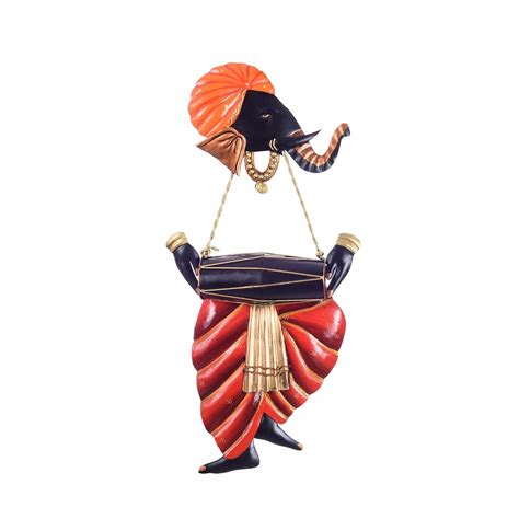 Lord Ganesha playing Dholak Wall Hanging - eCraftIndia Online