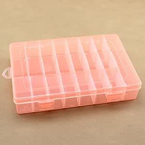 24 Compartments Plastic Box Jewelry Bead Storage Container Craft ...