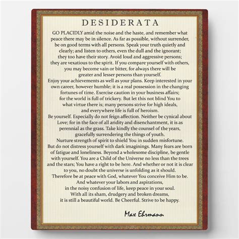 Traditional Style Desiderata Poem by Max Ehrmann Plaque | Zazzle ...