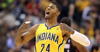Image result for Paul George Jersey Black and Gold