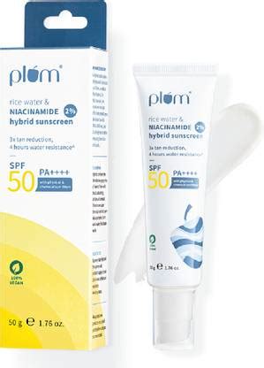 Plum Sunscreen - SPF 50 PA+++ 2% Niacinamide & Rice Water Sunscreen ...