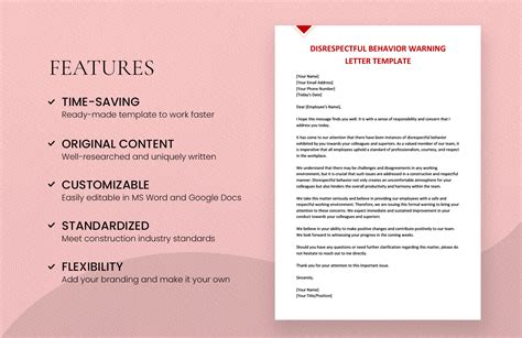 Disrespectful Behavior Warning Letter Template in Word, Google Docs ...
