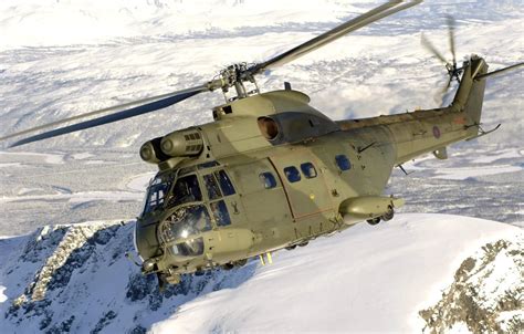 Wallpaper fighter, snow, helicopter, Super Puma, montain, European Air ...