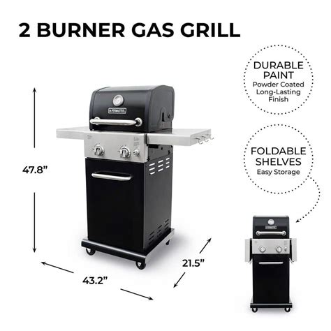 Buy 2-Burner Pedestal Propane Gas Grill in Black With Folding Side ...
