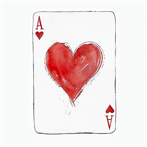 Watercolor Ace of Hearts Playing Card Illustration Sticker - Playground