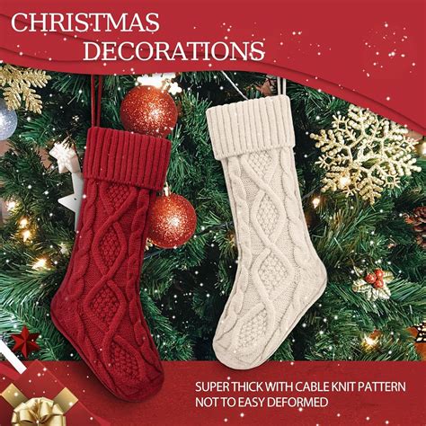 Buy ZIFTY Christmas Stockings 4 Pack 18 Inches Large Decor Knitted Xmas ...