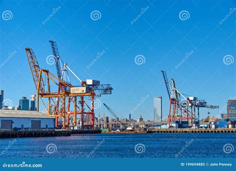 Four Gantry Cranes and a Warehouse at the Red Hook Container Terminal ...