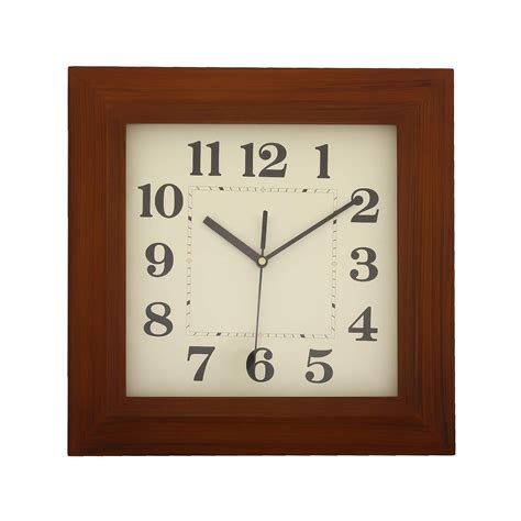 Buy CHRONIKLE Beautiful Square Wooden Case English Numbers Analog Wall ...
