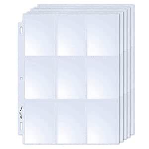 Trading Card Sleeve Pages 9 Pocket Pages Protectors 3 Holes for Trading ...