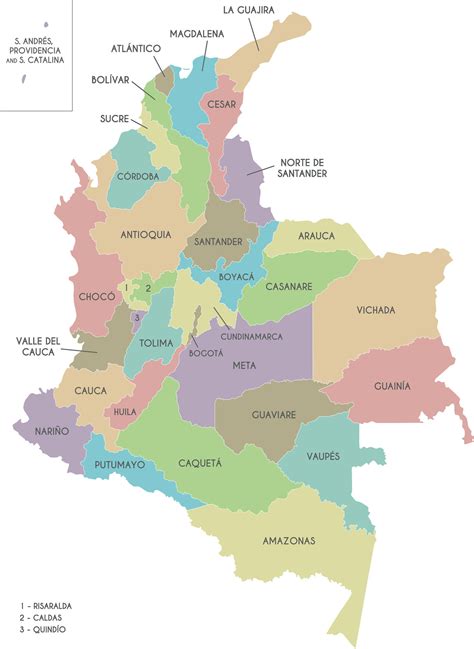Map Of Departments In Colombia
