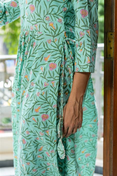 Green Pure Cotton Block printed Kurta set – Weavllite