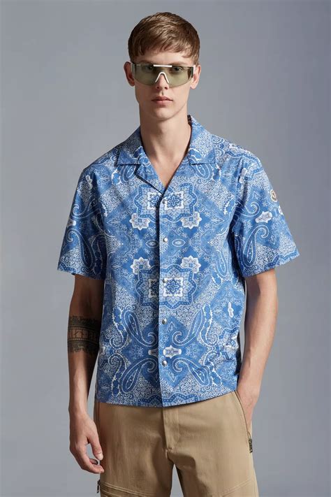 White & Blue Bandana Print Shirt - Polos & T-shirts for Men | Moncler DK