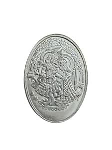 Buy Radhi Divine German Silver Radha Krishna Oval Coin 10 Grams ...