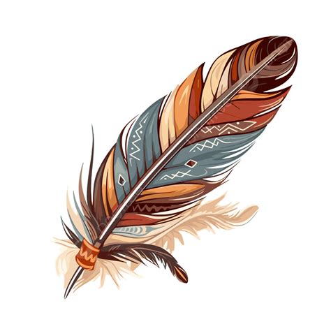 Indian Feather Vector, Sticker Clipart Colorful Feather With A Tribal ...