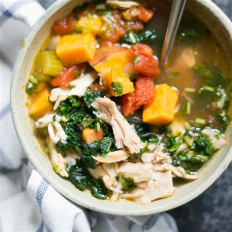 Chicken Kale Soup with Sweet Potato (instant pot recipe)