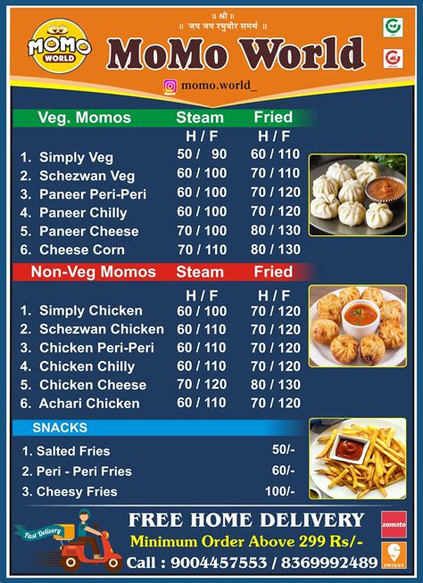 Menu of Momo world, Kalyan, Thane