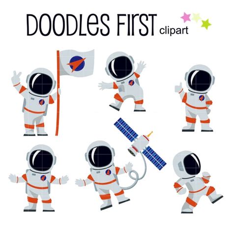 Buy Cute Astronaut Digital Clip Art PNG SVG and JPG Graphics Online in ...