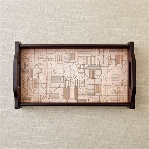 Buy Elm Elite Wooden Geometric Print Serving Tray - 36x20x6cm from Home ...