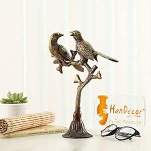Buy Two Moustaches Brass Love Birds on Tree Showpiece for Home Decor, 9 ...