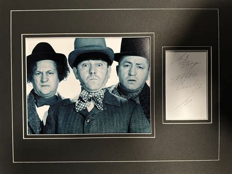 The 3 Stooges Autographed Display Larry Moe Curly