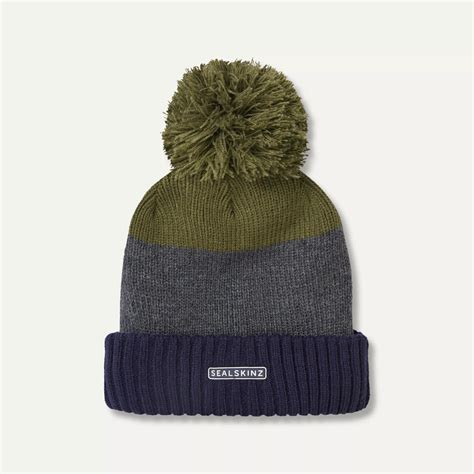 Flitcham - Waterproof Fleece Lined Cold Weather Striped Bobble Hat ...