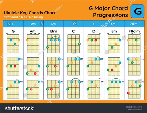 Ukulele Chord Chart Standard Tuning Ukulele Stock-vektor (royaltyfri ...