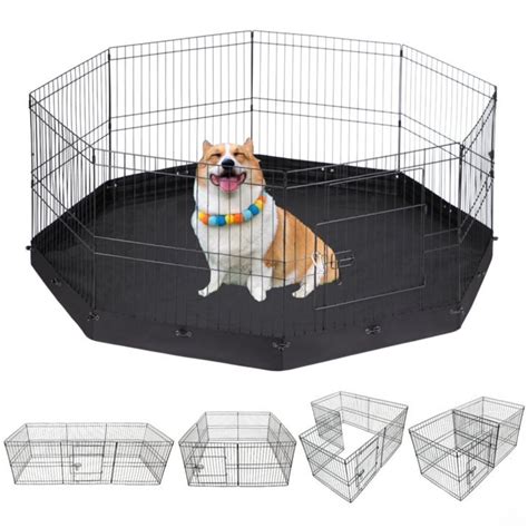 Suchown Foldable Pet Playpen - 24'' High 8 Panels Indoor/Outdoor Metal ...