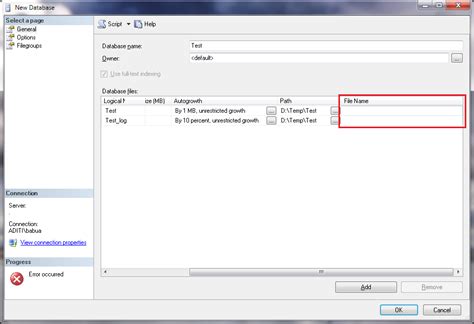 Image result for Create Failed for Database SQL Server