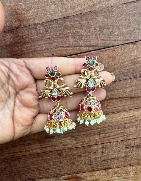 Dual peacock gold look alike jhumkas – Alluring Accessories