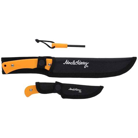 Uncle Henry 2 Piece Bowie/Skinner/Fire Starter Knife Set - Orange ...