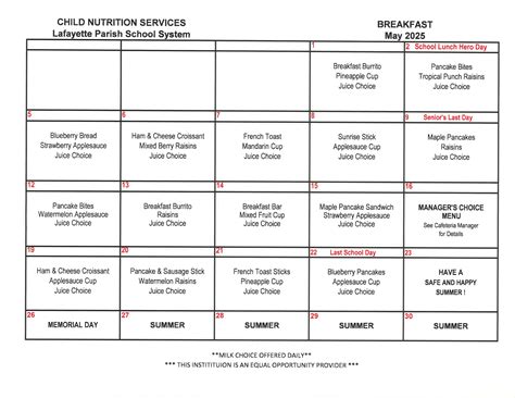Breakfast & Lunch Menus | Child Nutrition