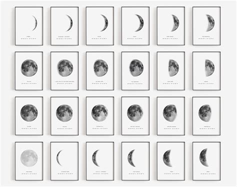 11x17 BUNDLE Moon Phase Prints, Anniversary Gifts for Men, Wedding Gift for Couple, Moon Print ...