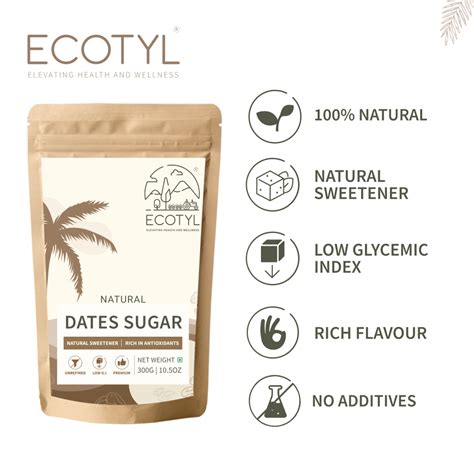 Ecotyl Dates Sugar | Natural Sweetener | Rich in Minerals | 300g