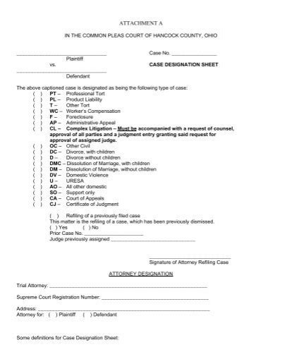 Image result for Case Designation Sheet Example
