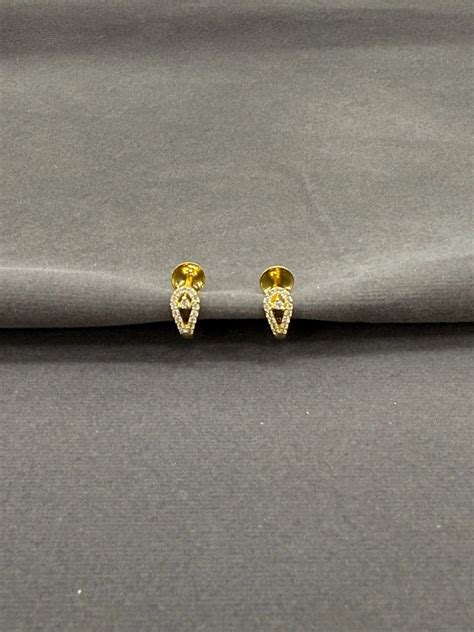 Gold-Plated J-Type Stone Motif Studs – Anubhav Silvers