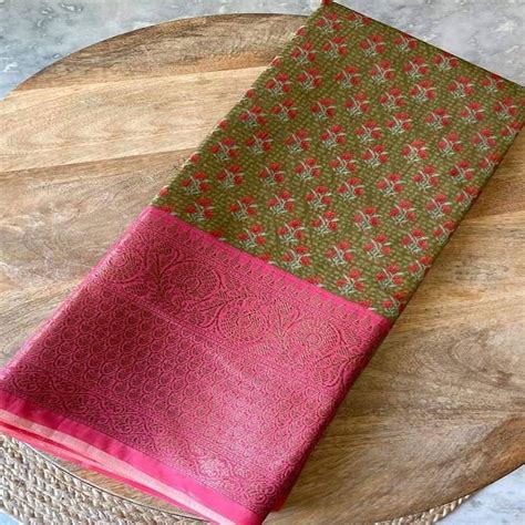 Green Festive Wear Woven Chanderi Silk Saree