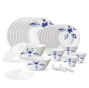 Larah by Borosil Morning Glory Silk Series Opalware Dinner Set | 35 ...