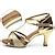Women's Gold Glitter Dance Sandals with Ankle Strap and Mid Heel High ...