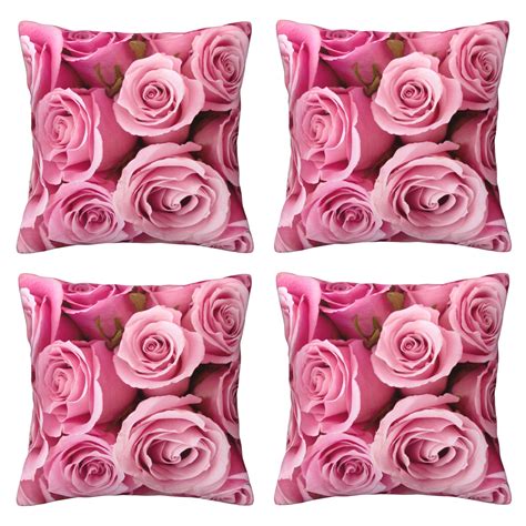Home Throw Pillow Covers Two Sides Printed Pink rose flower Decor Sofa Living Room Bed Couch Car ...