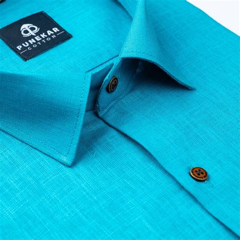 Blue Color Linen Formal Shirts For Men – Punekar Cotton