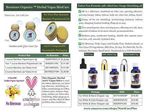 Buy Tattoo You Formula 1981 Aftercare, 1 Ounce, Vegan, Herbal Infused ...