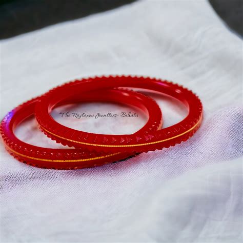 (FVP) TRJ COOKRY RED HALLMARK 22KT GOLD LAMINATION POLA BANGLES VIRAL ...
