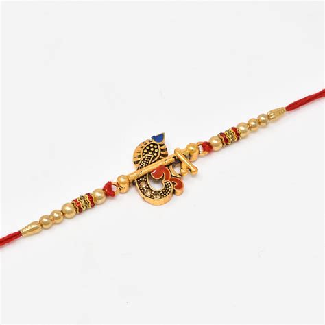 Spiritual OM Rakhi with Roli Chaval and Rakshabandhan Gift Card For Me ...